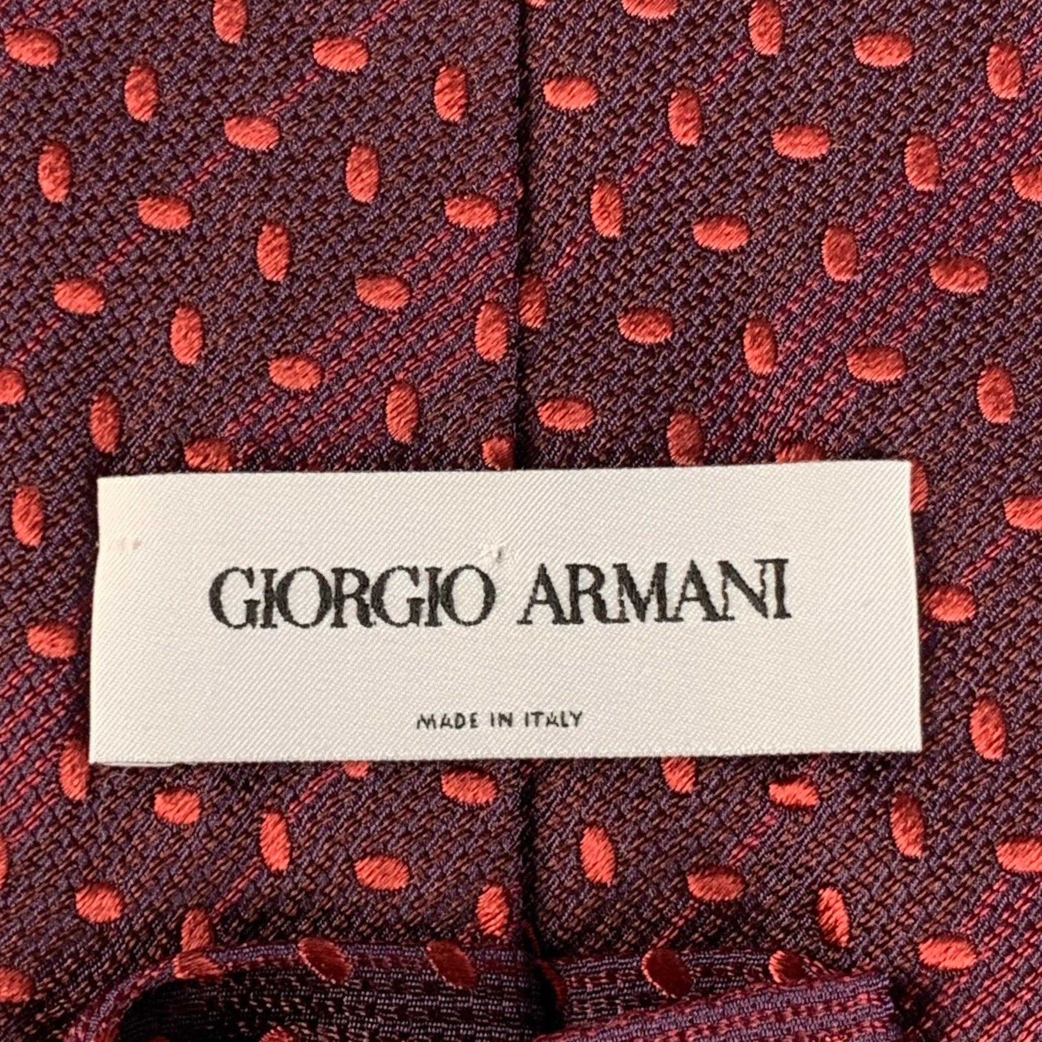 Men's GIORGIO ARMANI Burgundy Red Dots Silk Tie For Sale