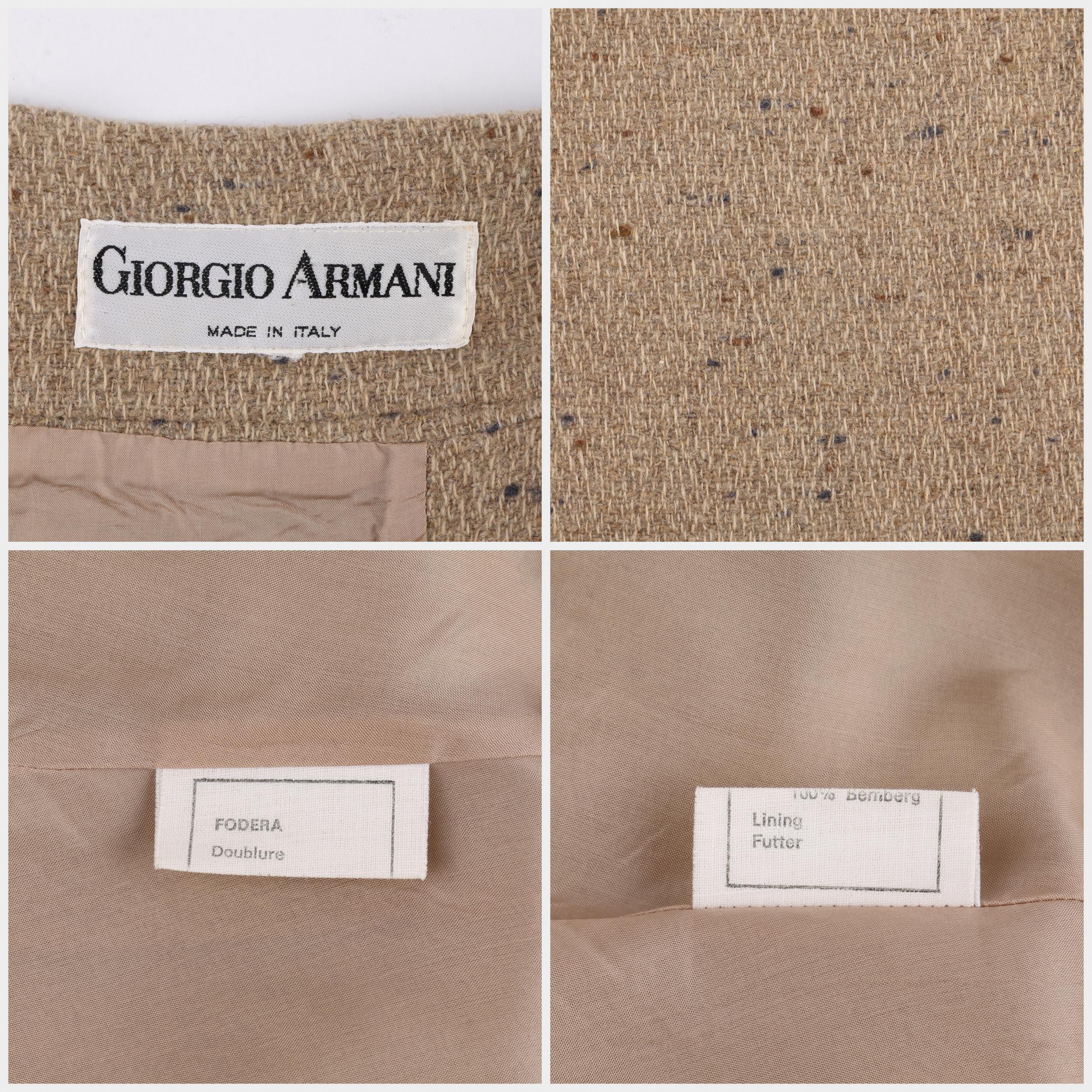 GIORGIO ARMANI c.1980’s Brown Tweed Wool Pleated Wrap Buckle A-Line Skirt For Sale 3