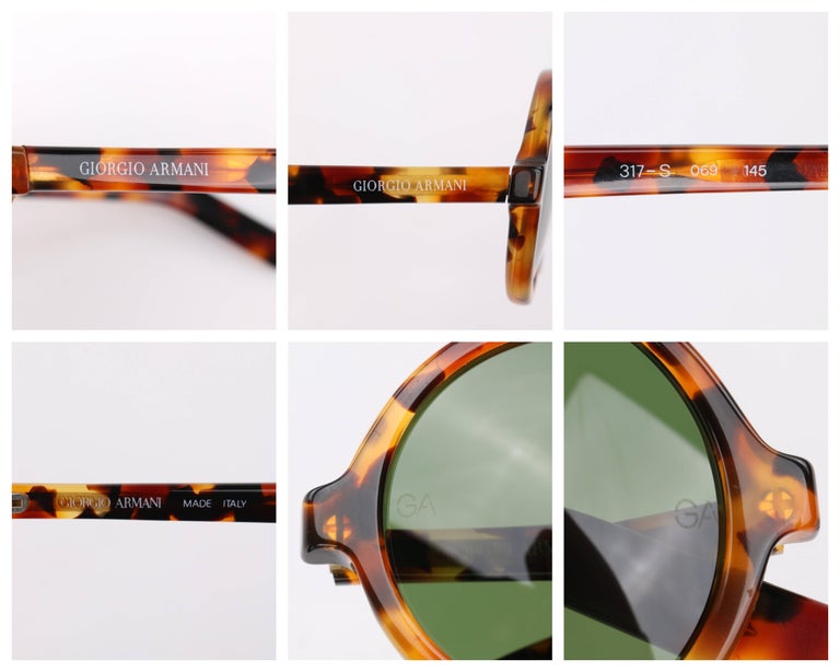 GIORGIO ARMANI c.1990's Round Tortoiseshell Frame Sunglasses 617-S 069 ...