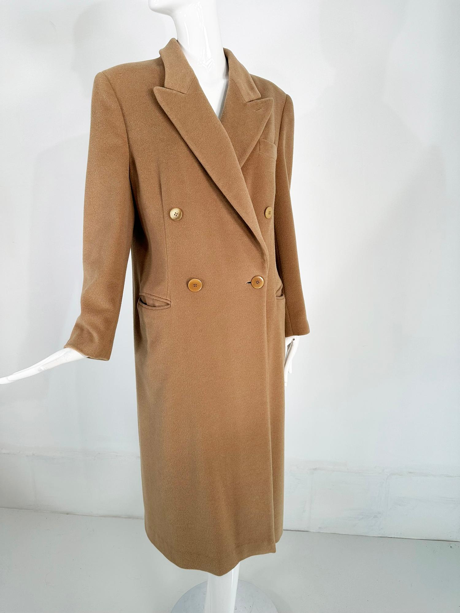 Giorgio Armani Camel Hair Classic Double Breasted Coat 1990s For Sale 8