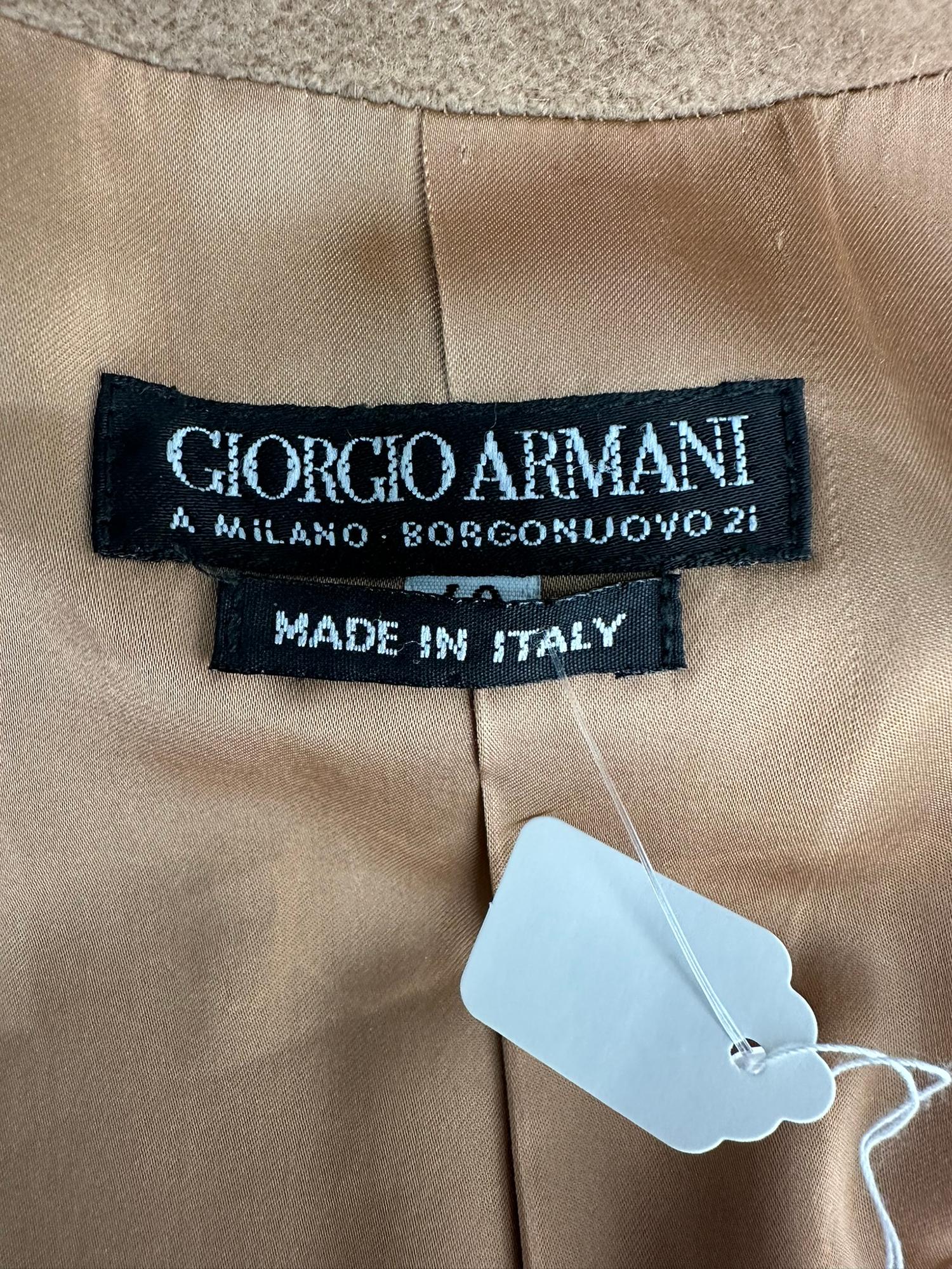 Giorgio Armani Camel Hair Classic Double Breasted Coat 1990s For Sale 9