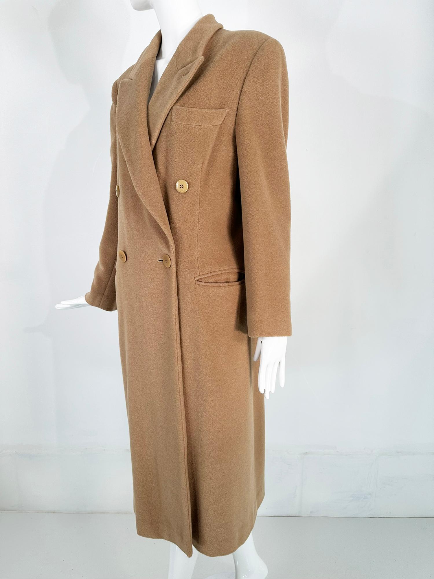 Giorgio Armani Camel Hair Classic Double Breasted Coat 1990s In Good Condition For Sale In West Palm Beach, FL