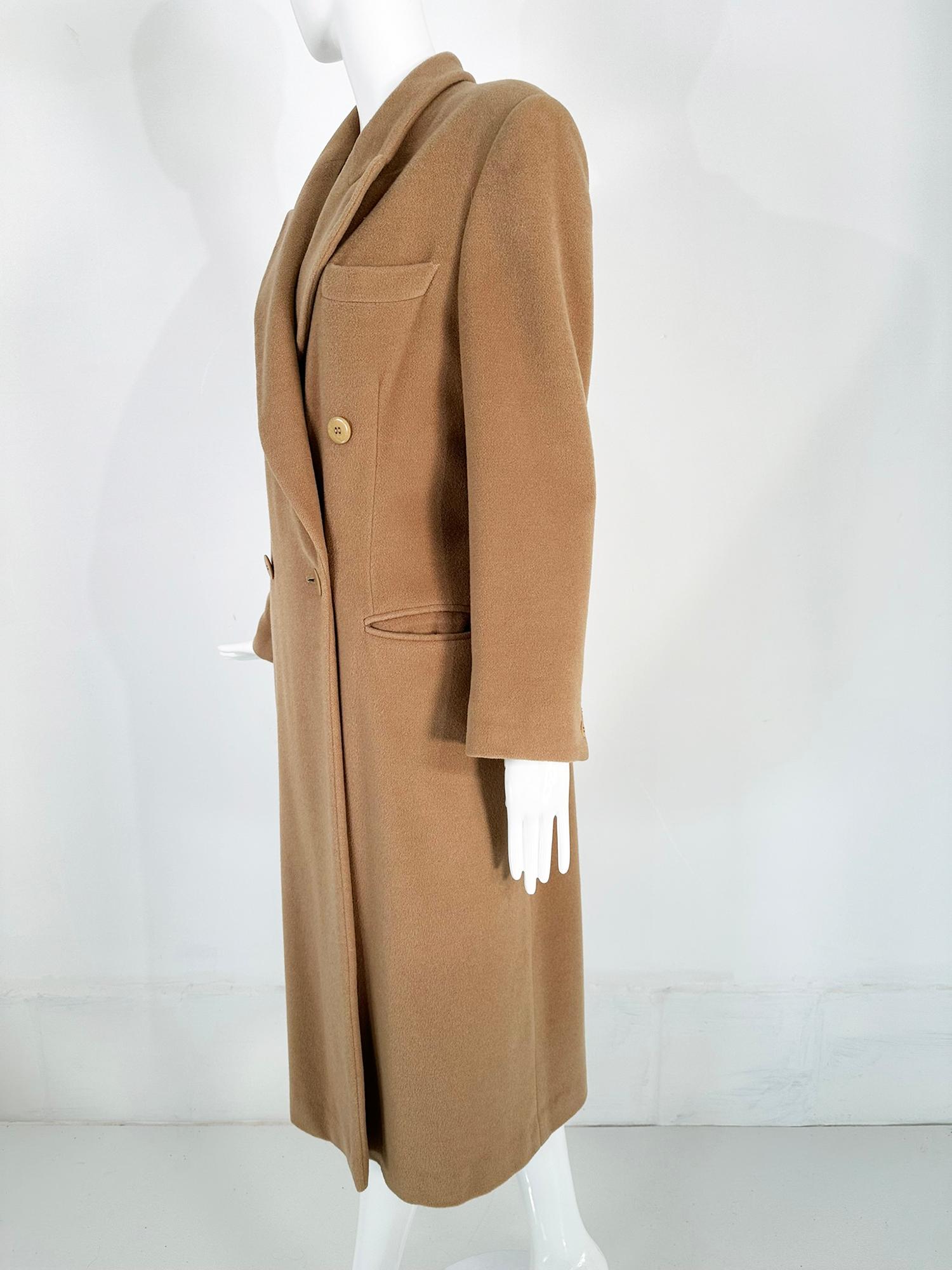 Women's Giorgio Armani Camel Hair Classic Double Breasted Coat 1990s For Sale