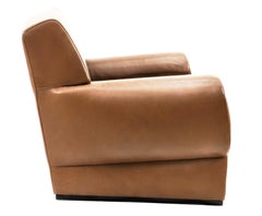 Giorgio Armani Casa Fauteuil club métropolitain en cuir brun Fauteuil déco géométrique