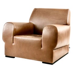 Giorgio Armani Casa Brown Leather Metropolian Club Chair Geometric Deco armchair