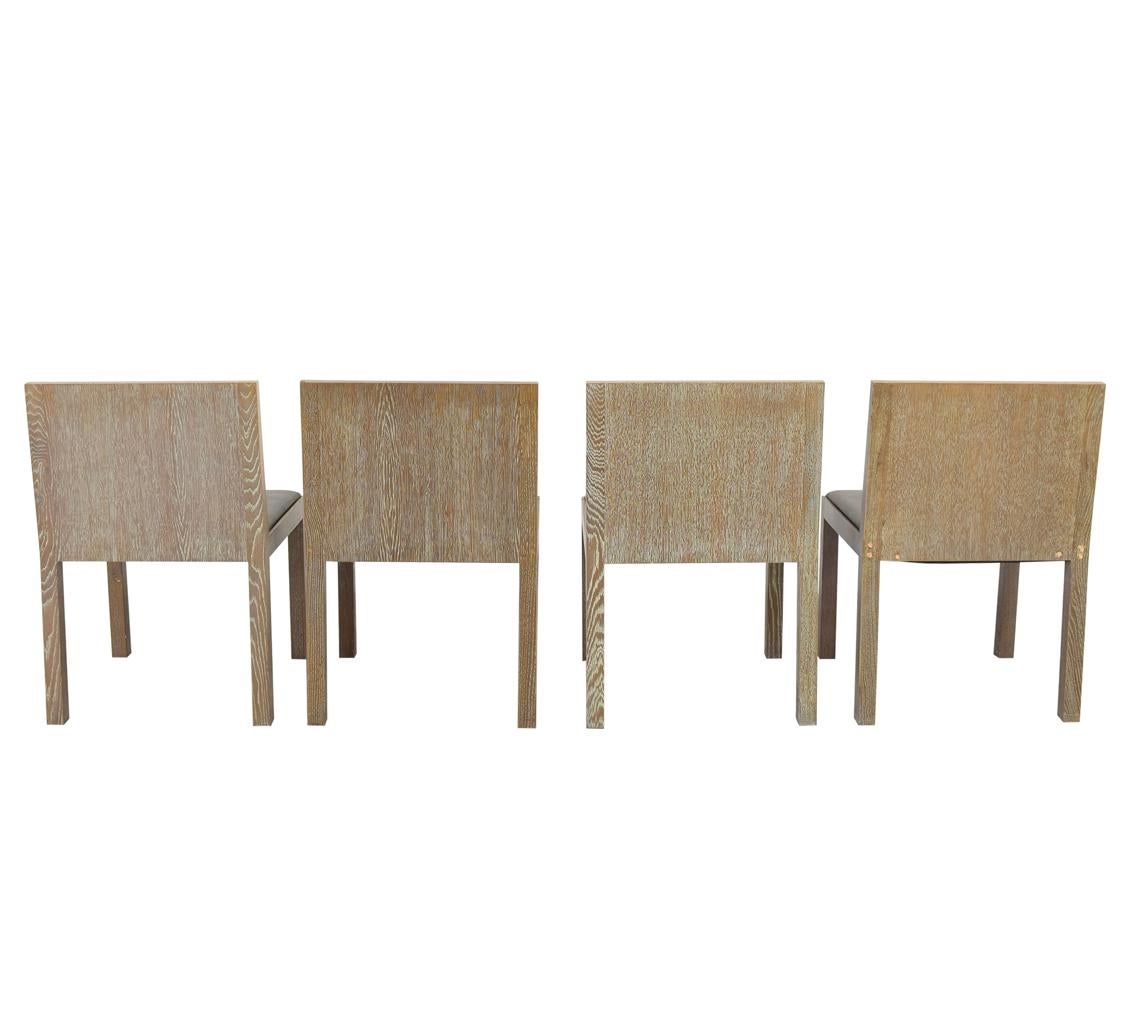 Modern Giorgio Armani Casa Cerused Oak Dining Table and Chairs Set for Four, Leather