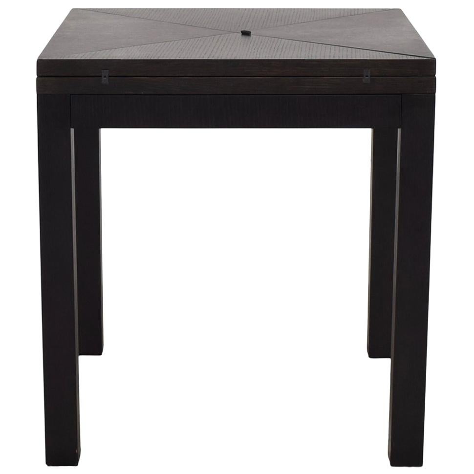 Giorgio Armani Casa ebonized cerused oak Parisian Dado card game table, dining table, folding table. Gorgeous, Minimalist piece. Made in Italy. Retail price of over 10,000 USD.
Dimensions: 27