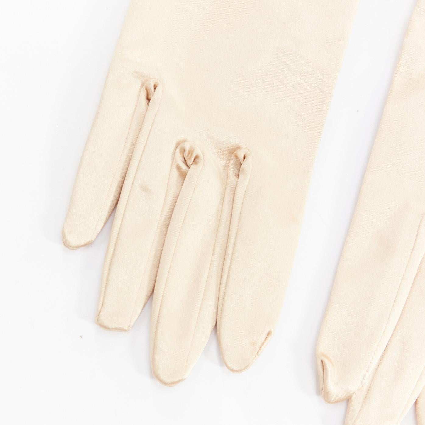 White GIORGIO ARMANI champagne gold satin short evening gloves For Sale