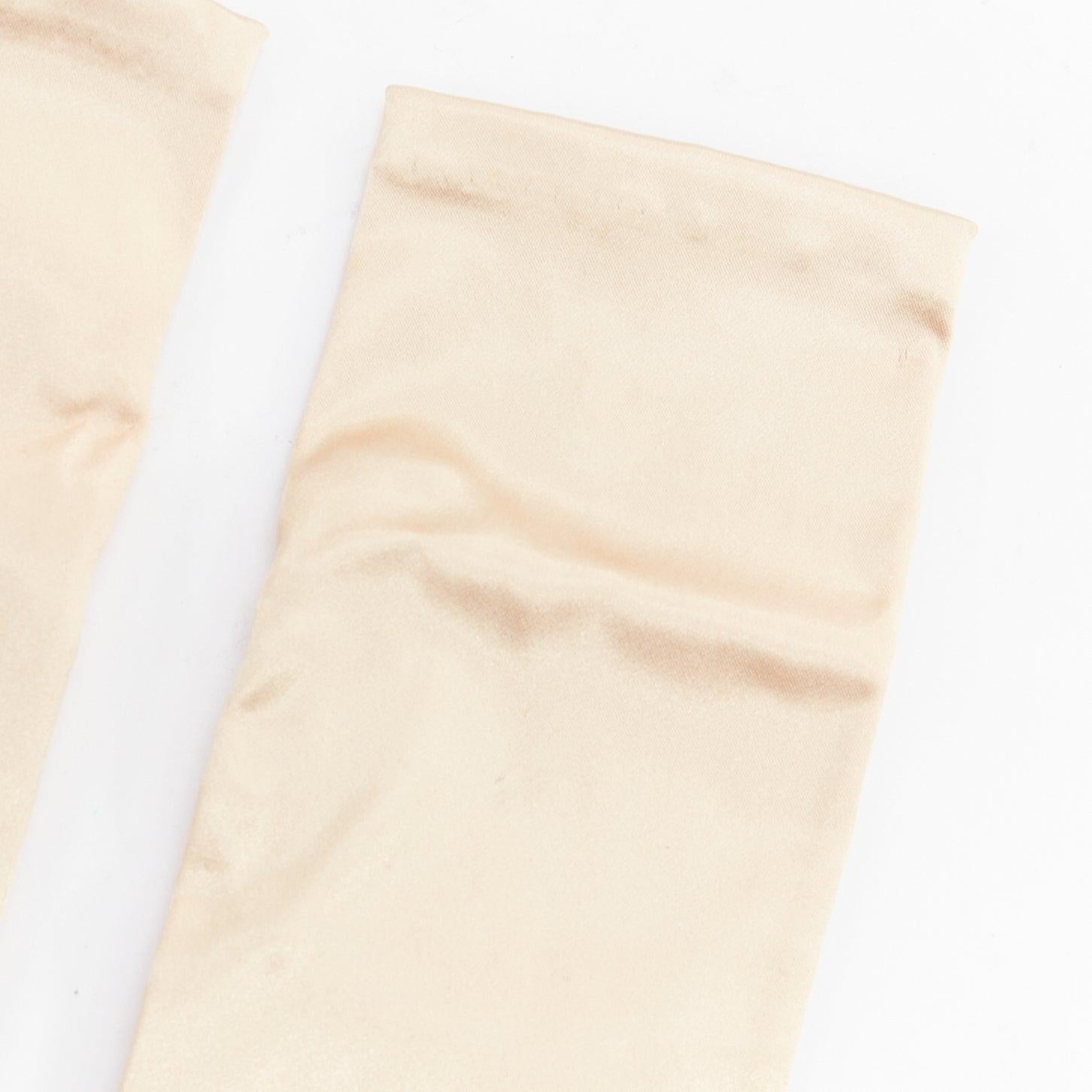 GIORGIO ARMANI champagne gold satin short evening gloves In Excellent Condition For Sale In Hong Kong, NT