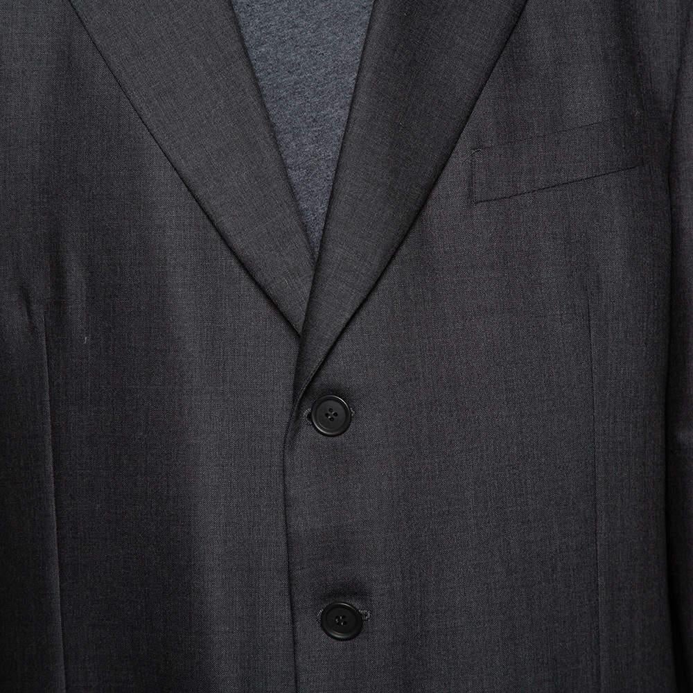 Giorgio Armani Charcoal Grey Wool Suit 5XL For Sale 2