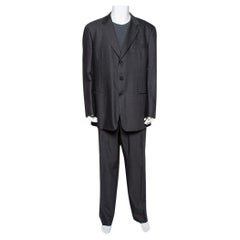 Used Giorgio Armani Charcoal Grey Wool Suit 5XL