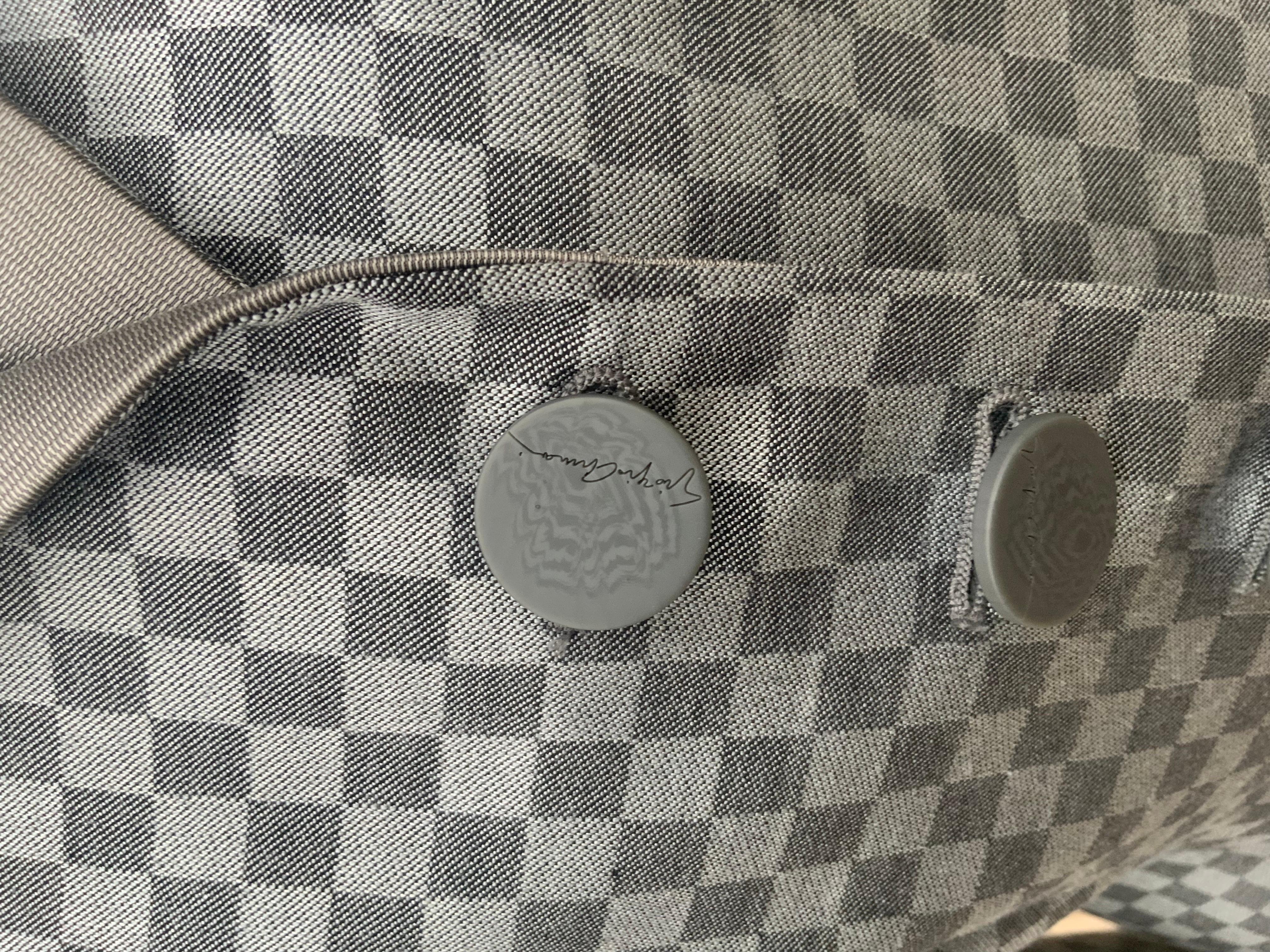 Gray Giorgio Armani checkered blazer For Sale