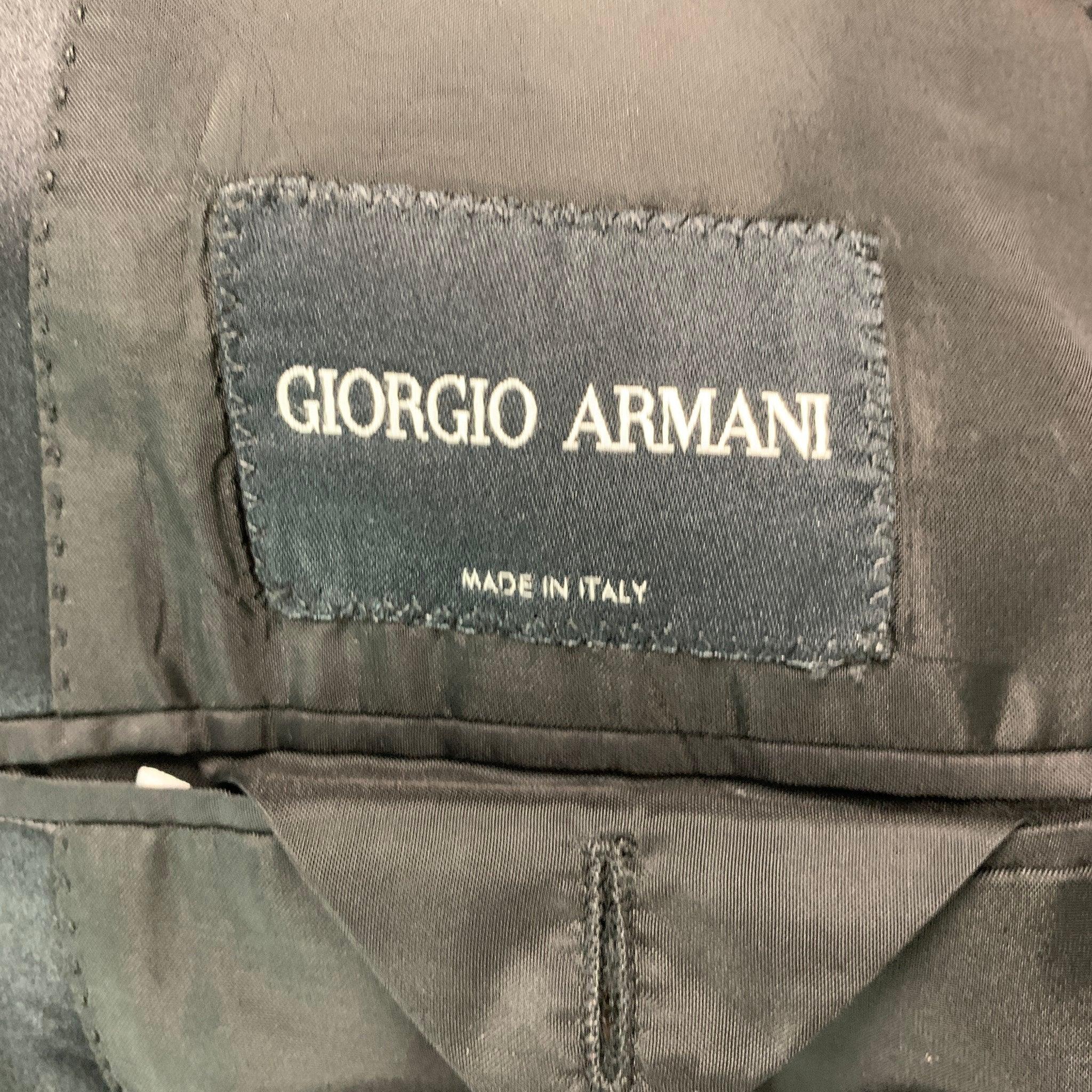 Men's GIORGIO ARMANI Chest Size 42 Black Solid Wool Tuxedo Sport Coat For Sale