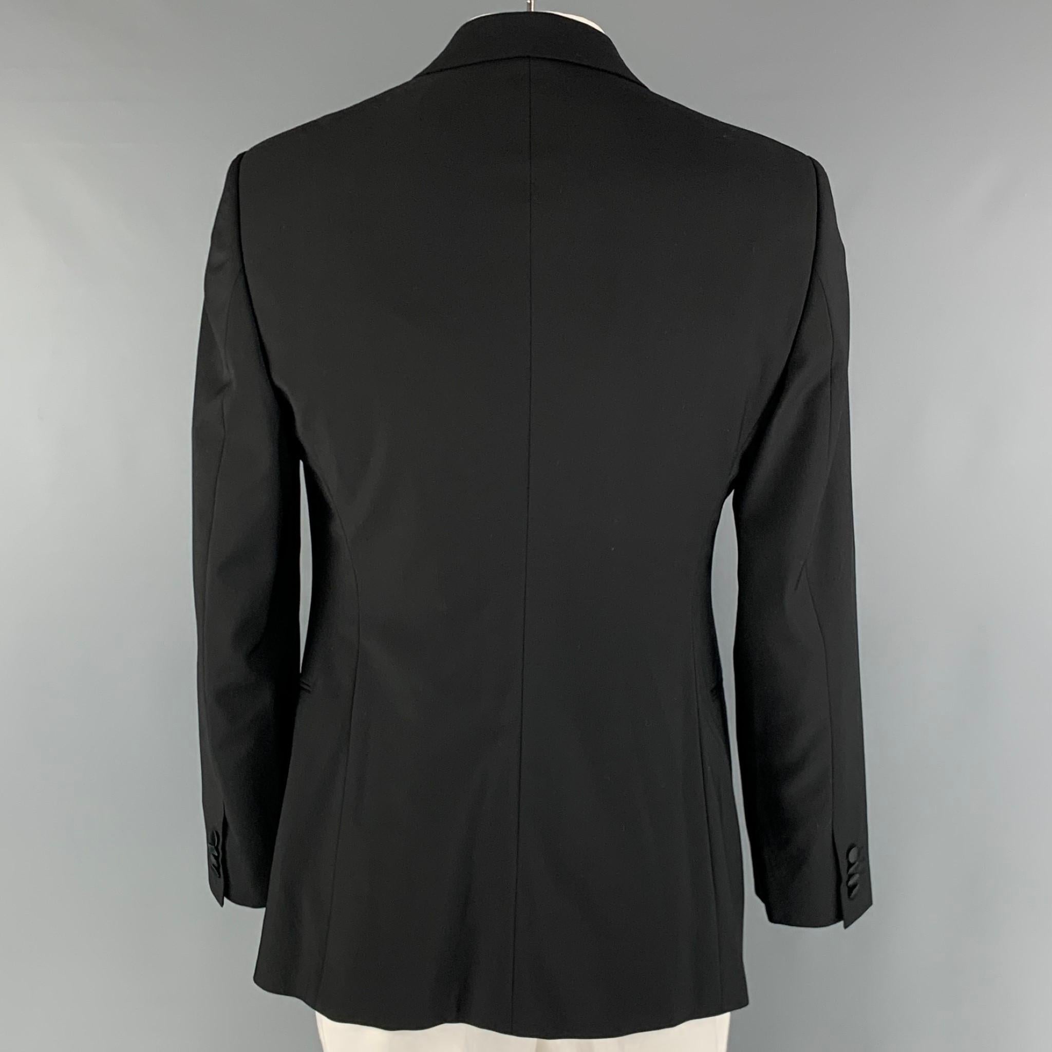 Men's GIORGIO ARMANI Chest Size 42 Black Solid Wool Tuxedo Sport Coat