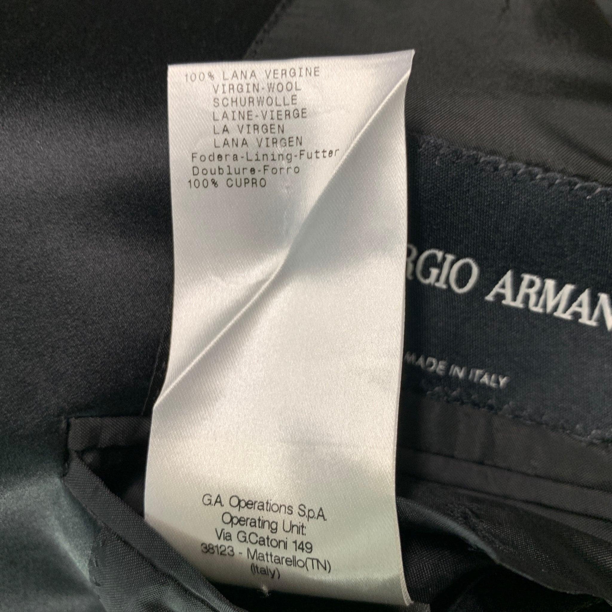 GIORGIO ARMANI Chest Size 42 Black Solid Wool Tuxedo Sport Coat For Sale 2