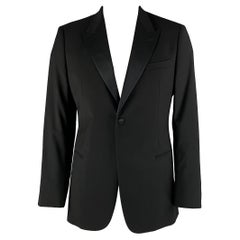 GIORGIO ARMANI Chest Size 42 Black Solid Wool Tuxedo Sport Coat