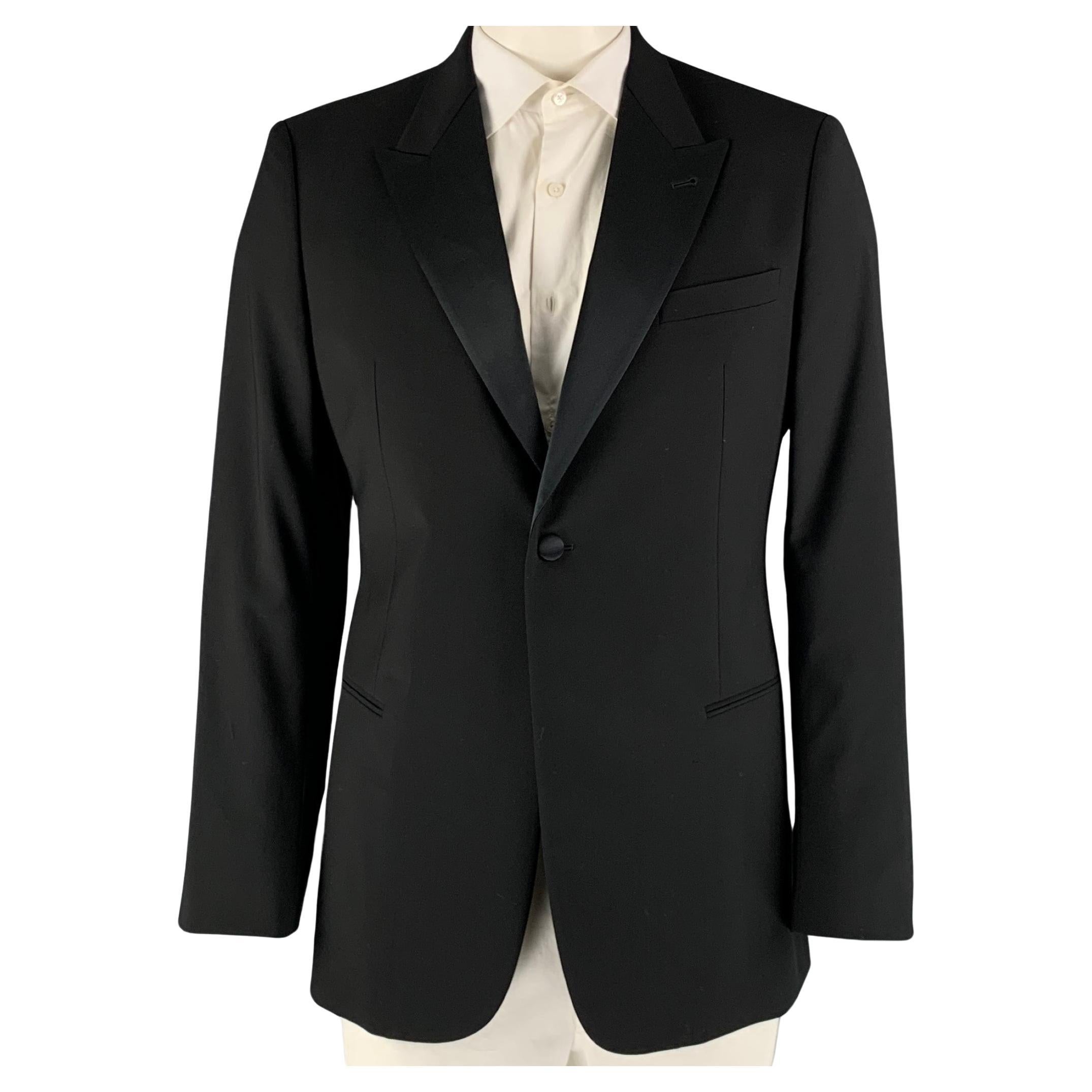 GIORGIO ARMANI Chest Size 42 Black Solid Wool Tuxedo Sport Coat