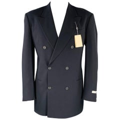 GIORGIO ARMANI Chest Size 42 Long Black Virgin Wool Peak Lapel Sport Coat