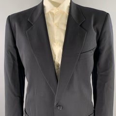 GIORGIO ARMANI Brustumfang 46 Marineblauer Wollmantel mit Kerbrevers