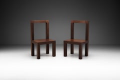 Giorgio Armani Chestnut Constructivist Side Chairs, Italy, 1990s