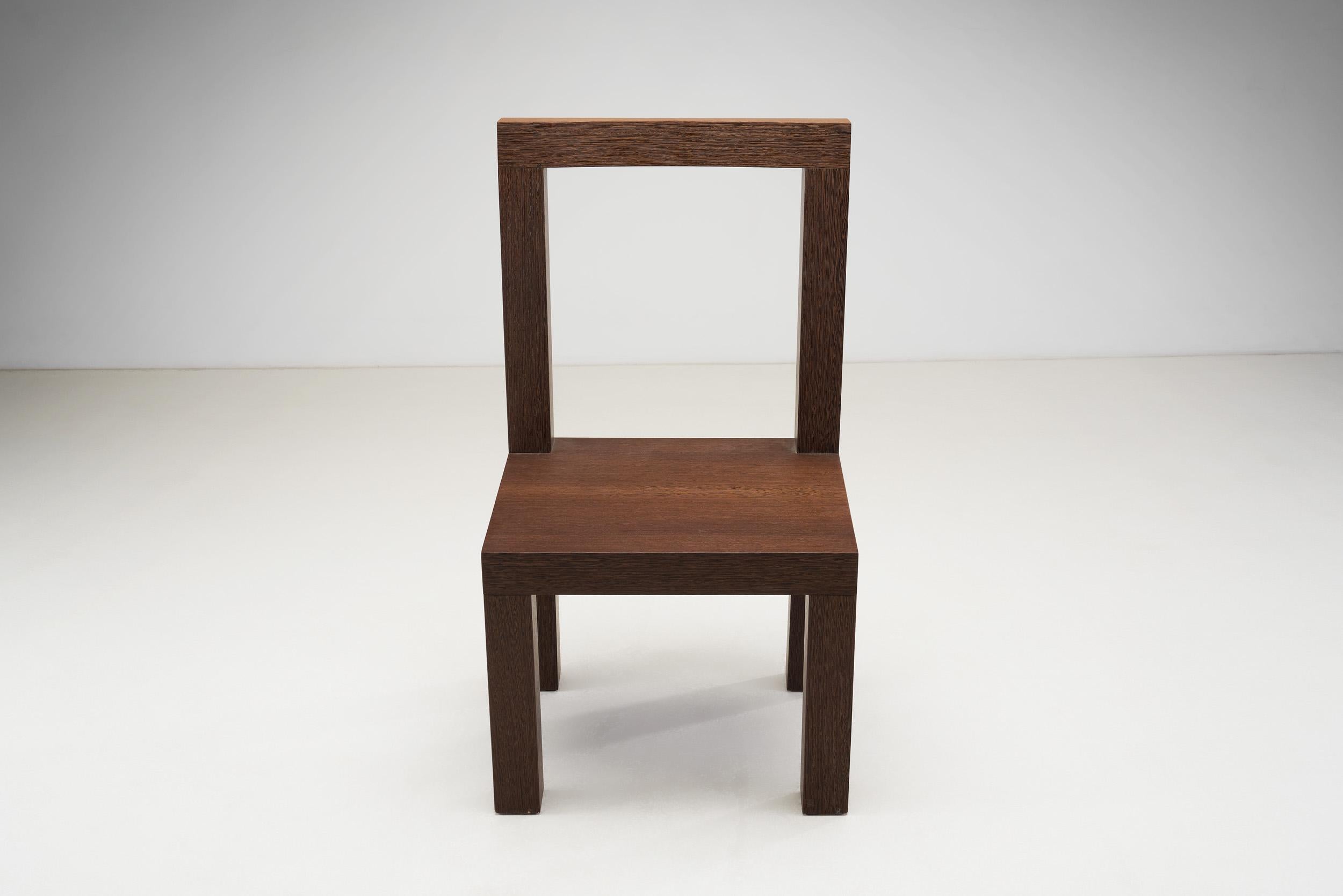 Late 20th Century Giorgio Armani Chestnut Constructivist Side Chairs, Italy, 1990s For Sale