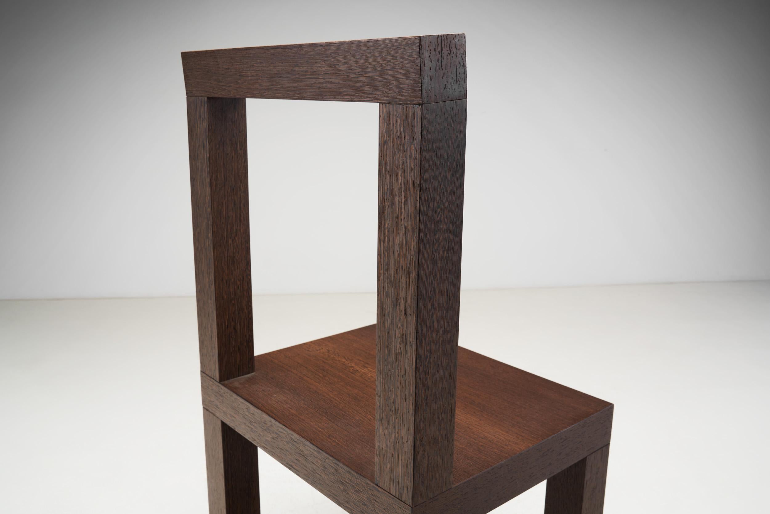 Giorgio Armani Chestnut Constructivist Side Chairs, Italy, 1990s For Sale 2