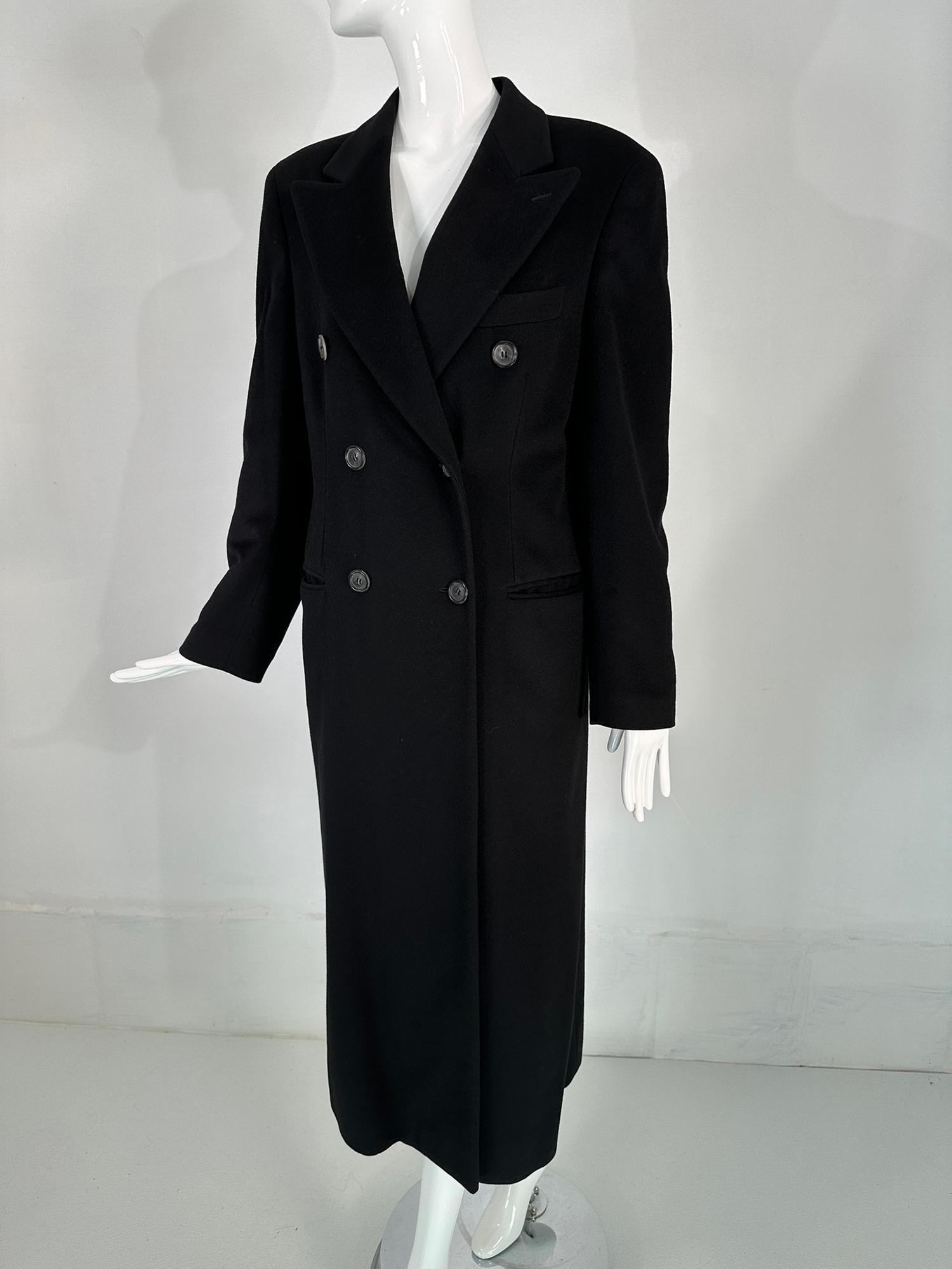 Giorgio Armani Classico Black Label Black Cashmere Double Breasted Winter Coat 7