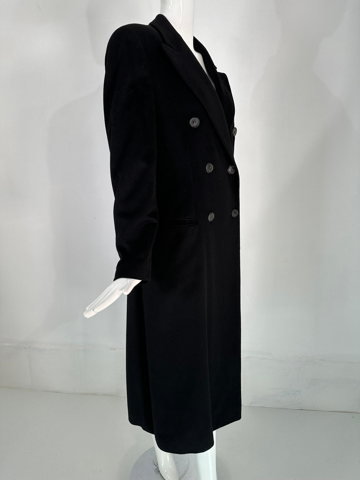 Women's Giorgio Armani Classico Black Label Black Cashmere Double Breasted Winter Coat