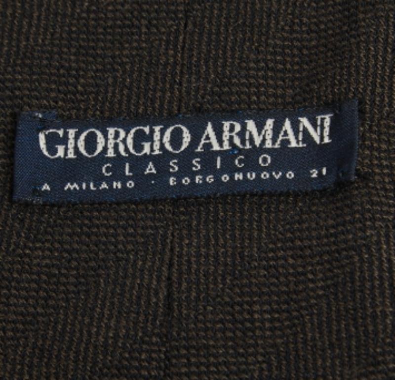Black Giorgio Armani Classico Dark Brown Patterned Wool Knit Stitched Tie For Sale