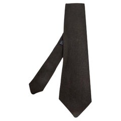 Giorgio Armani Classico Dark Brown Patterned Wool Knit Stitched Tie