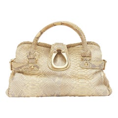 GIORGIO ARMANI coated scaled leather gold logo buckle side belt top handle bag