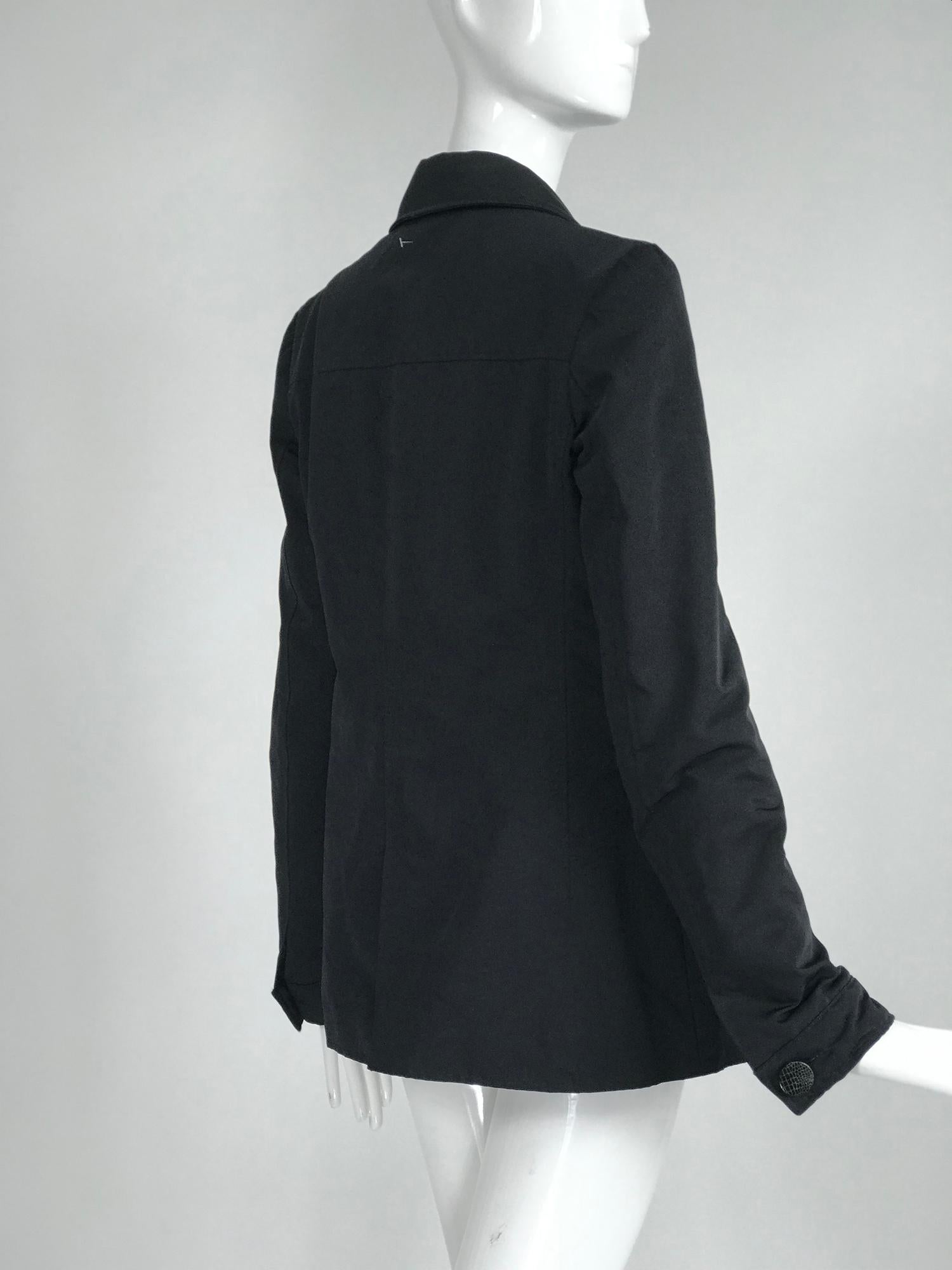 Giorgio Armani Collezioni Black Nylon Single Breasted Riding Jacket In Good Condition In West Palm Beach, FL