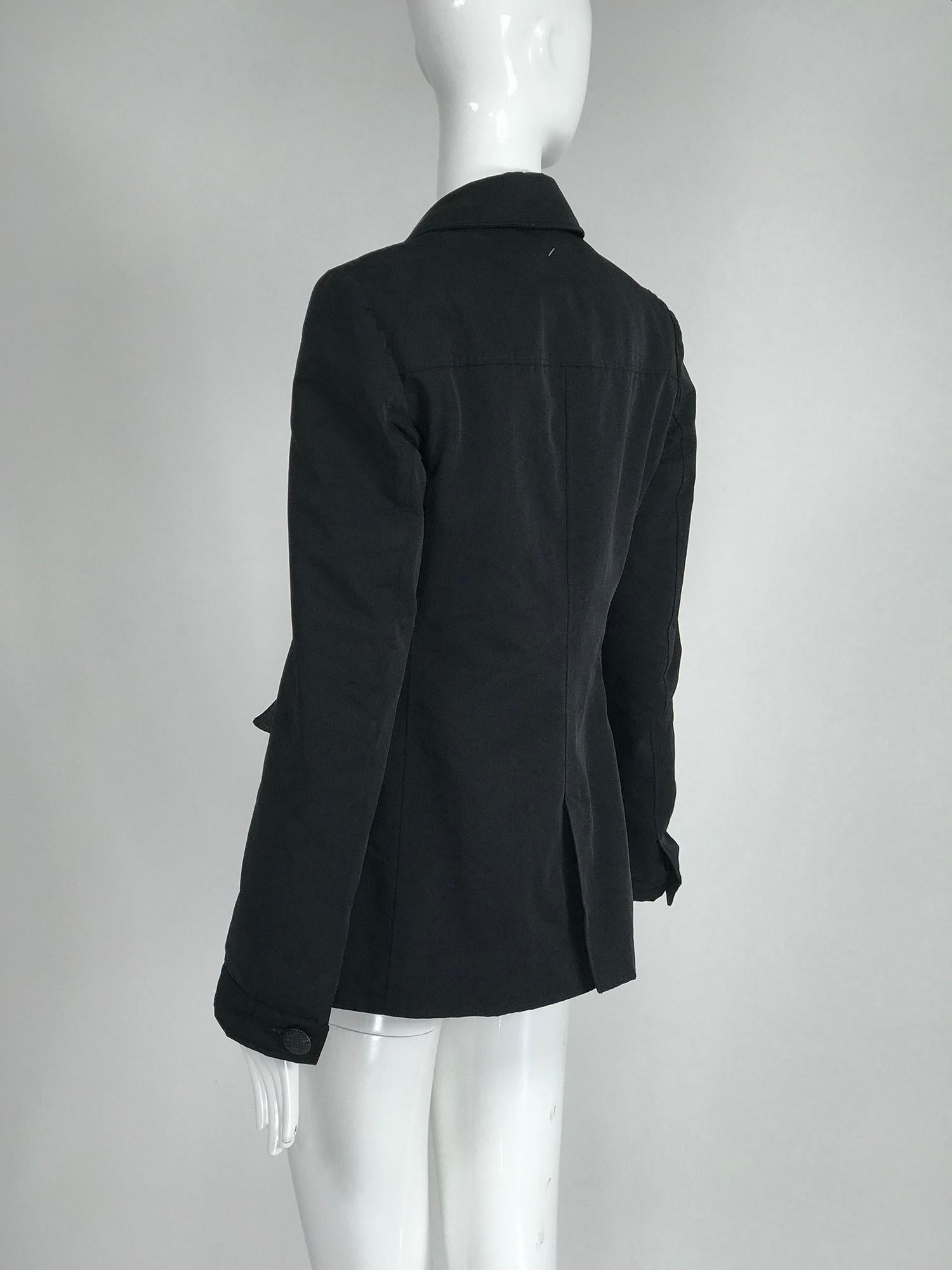 Giorgio Armani Collezioni Black Nylon Single Breasted Riding Jacket 1