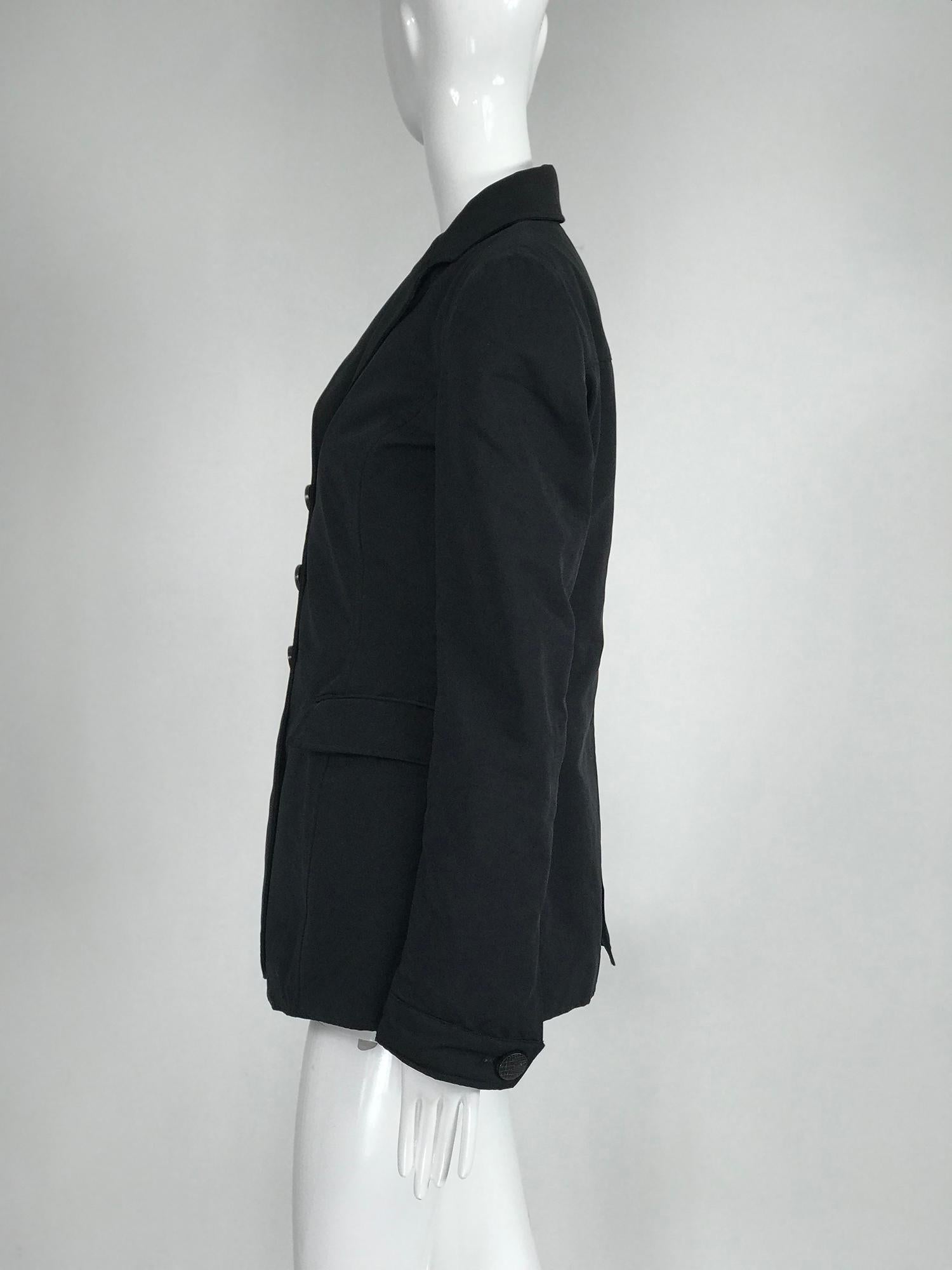 Giorgio Armani Collezioni Black Nylon Single Breasted Riding Jacket 2