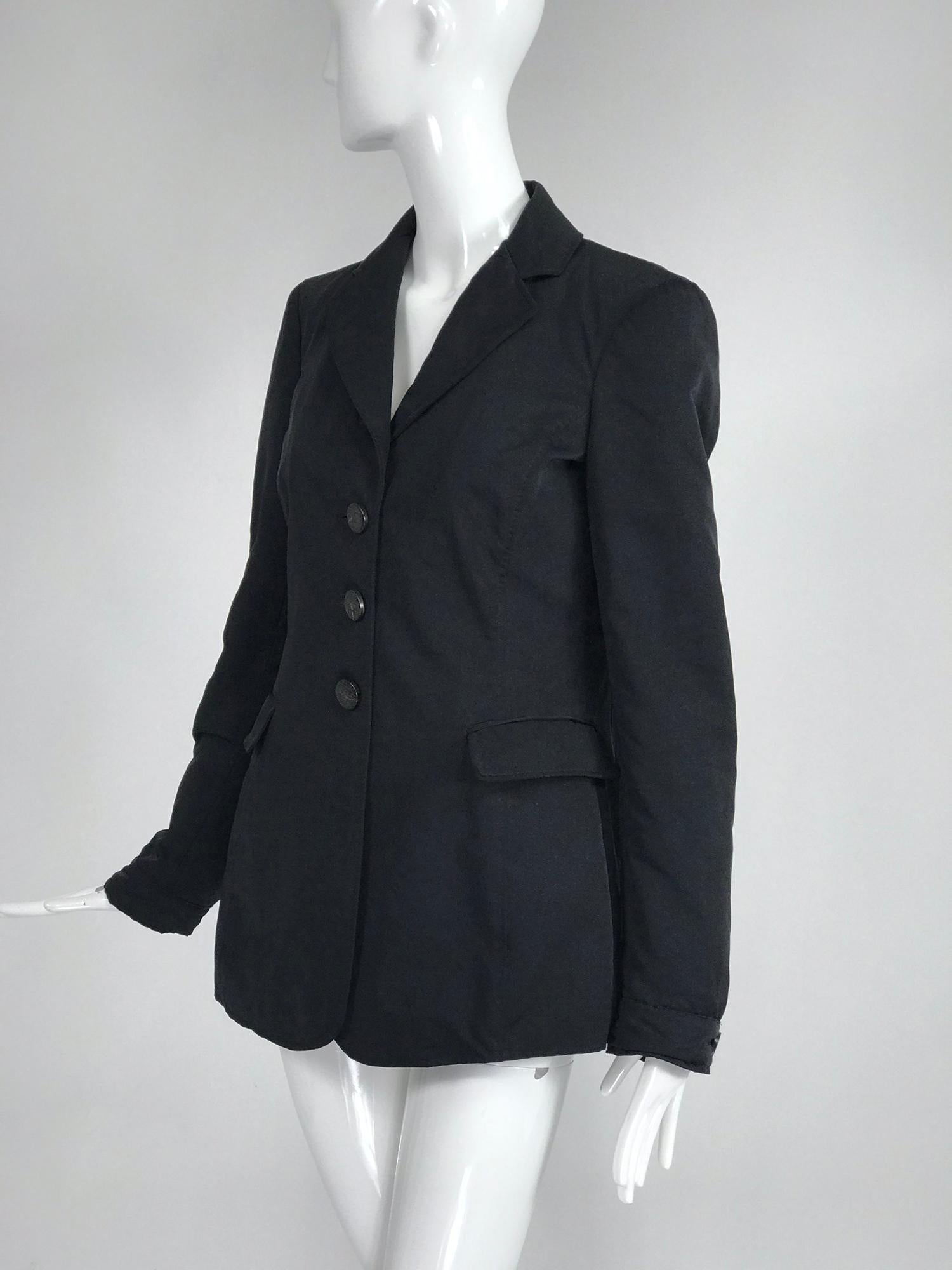 Giorgio Armani Collezioni Black Nylon Single Breasted Riding Jacket 3