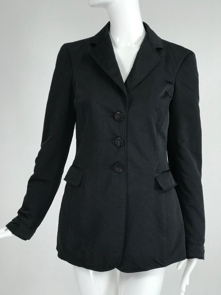 Giorgio Armani Collezioni Black Nylon Single Breasted Riding Jacket For  Sale at 1stDibs