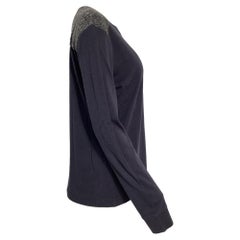 Giorgio Armani Color-Block Sweater in Navy Blue and Grey Cotton