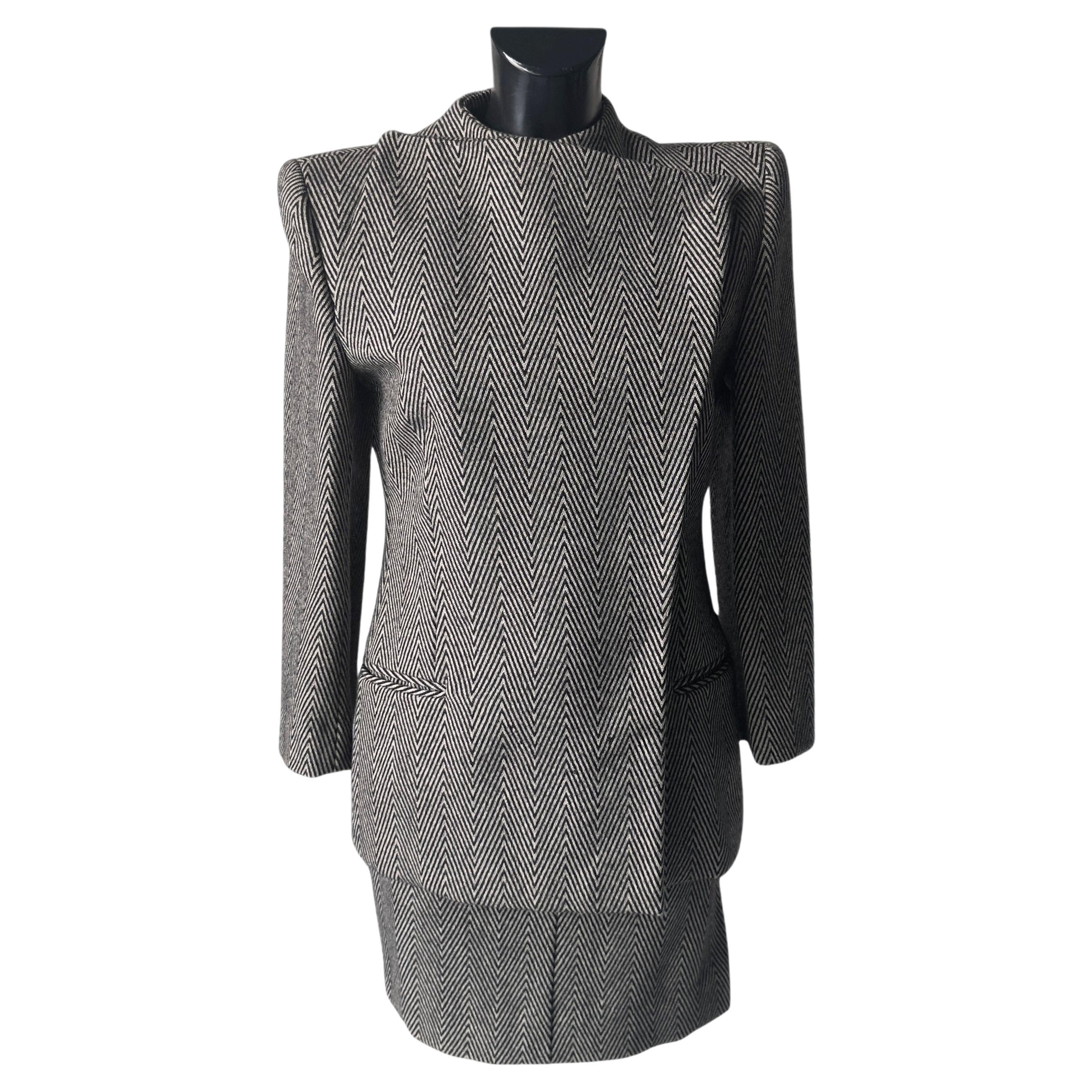 Giorgio Armani Completo Chevron in Lana – Anni ’80, Made in Italy in vendita