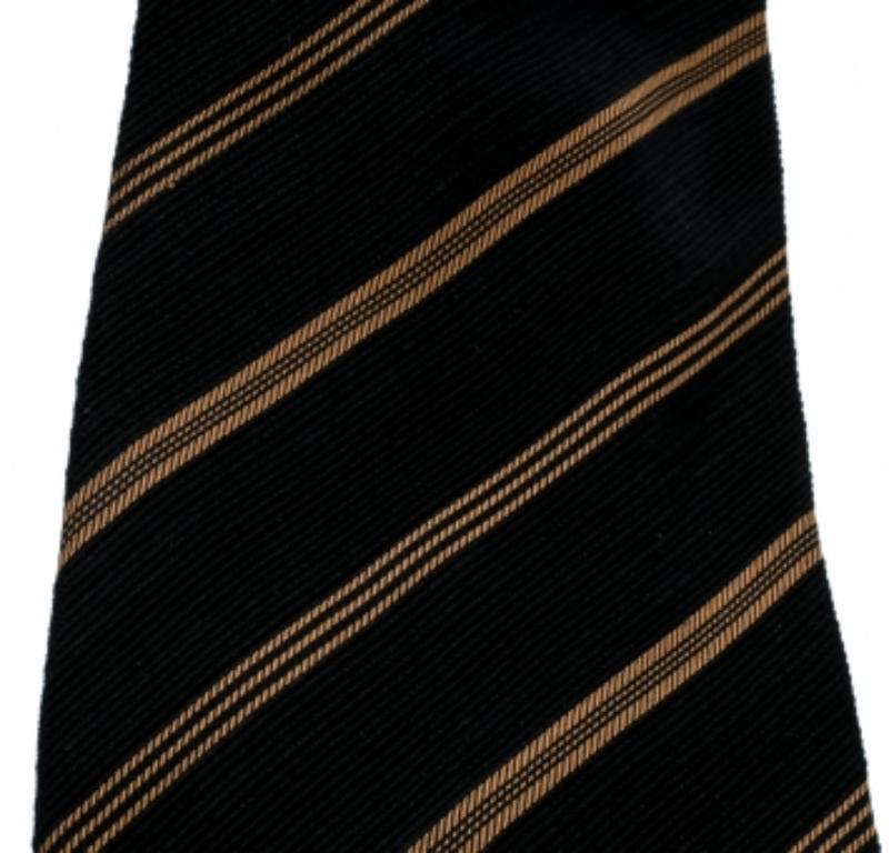 De los hombres Giorgio Armani Cravatte Corbata tradicional Jacquard de rayas diagonales Negro Beige en venta