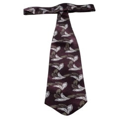 Giorgio Armani Cravatte Burgundy Leaf Print Traditional Silk Tie
