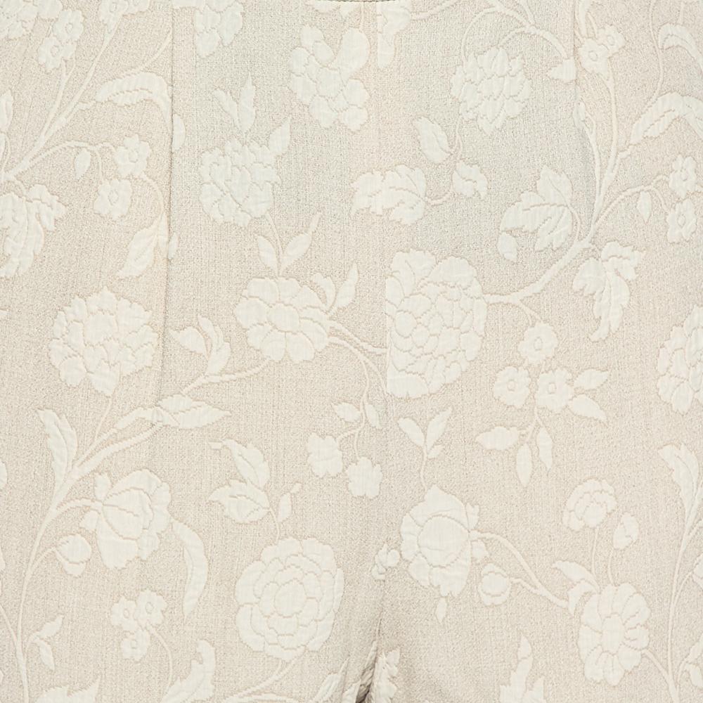 Giorgio Armani Cremefarbene, florale, spitz zulaufende Jacquard-Hose im Vintage-Stil, XS im Zustand „Gut“ im Angebot in Dubai, Al Qouz 2