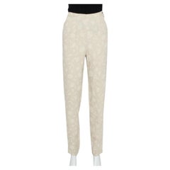 Giorgio Armani Cream Floral Jacquard Tapered Vintage Trousers XS