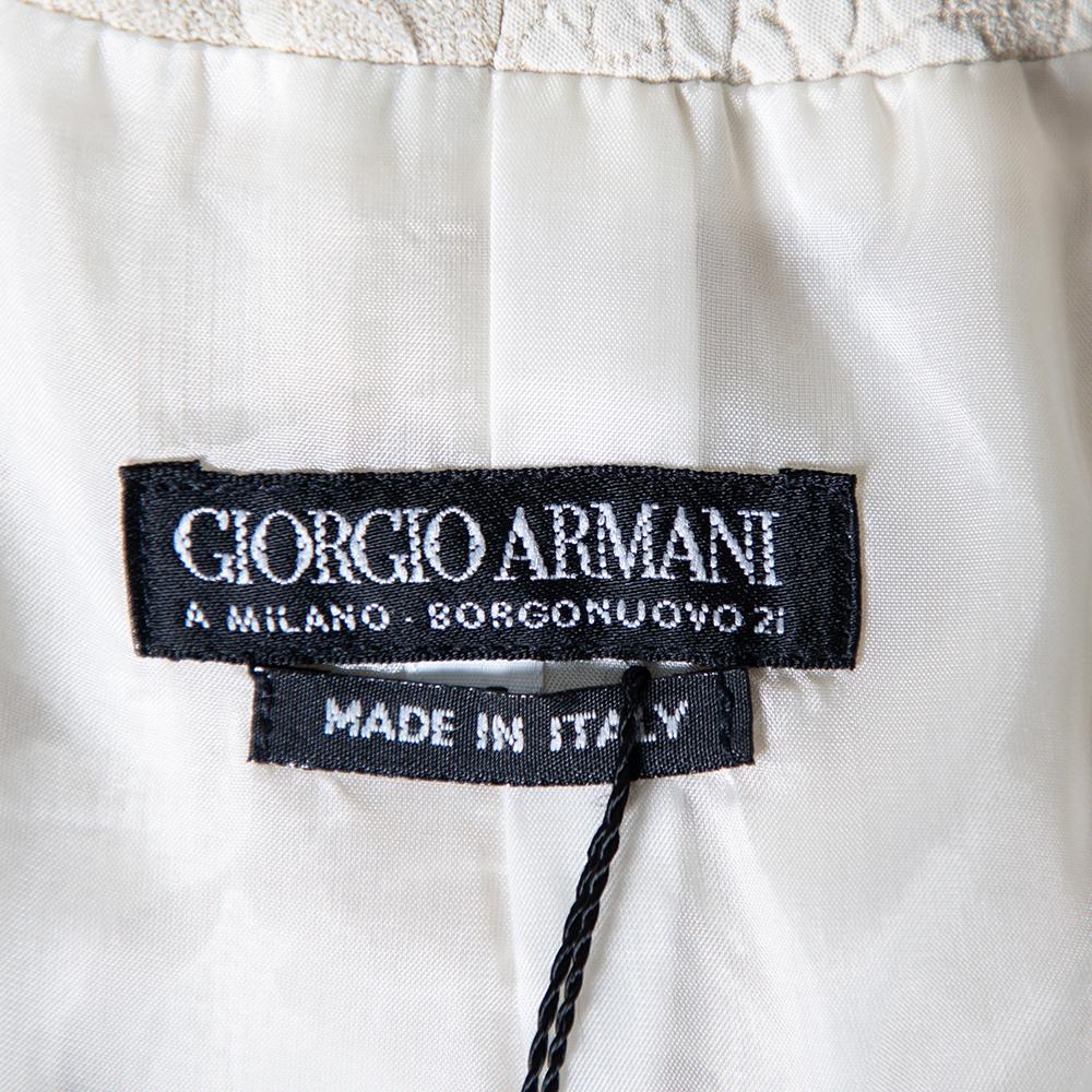 Giorgio Armani blazer vintage crème à motifs floraux en jacquard noué XS Bon état - En vente à Dubai, Al Qouz 2