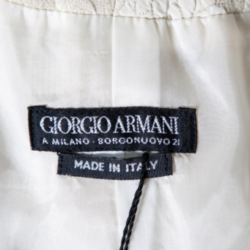 Women's Giorgio Armani Cream Floral Jacquard Tie Detail Vintage Blazer XS For Sale