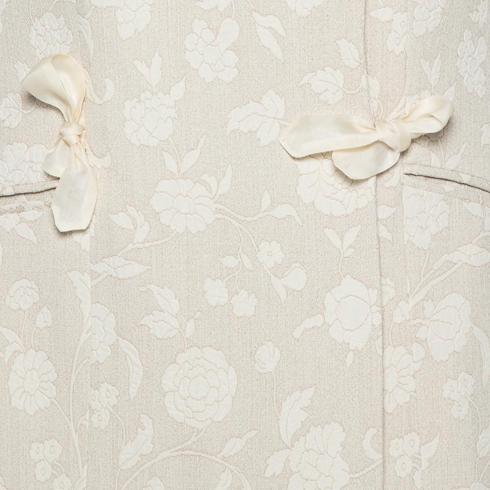 Giorgio Armani blazer vintage crème à motifs floraux en jacquard noué XS en vente 1