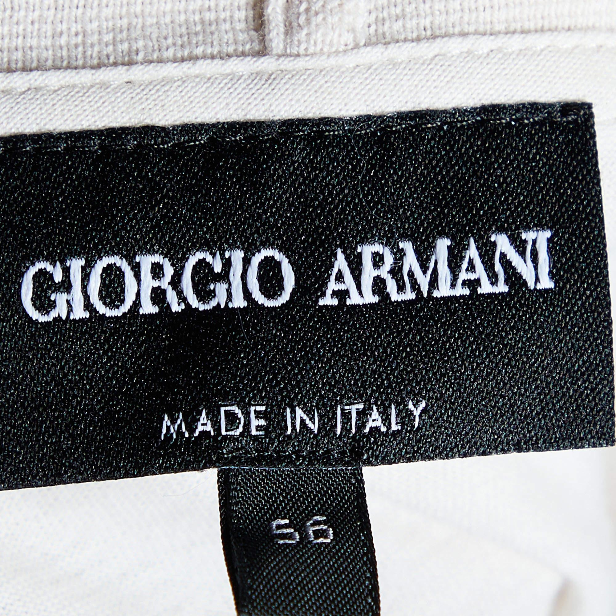 Giorgio Armani - Maglietta in maglia di cotone stampata color crema 3XL In condizioni ottime in vendita a Dubai, Al Qouz 2