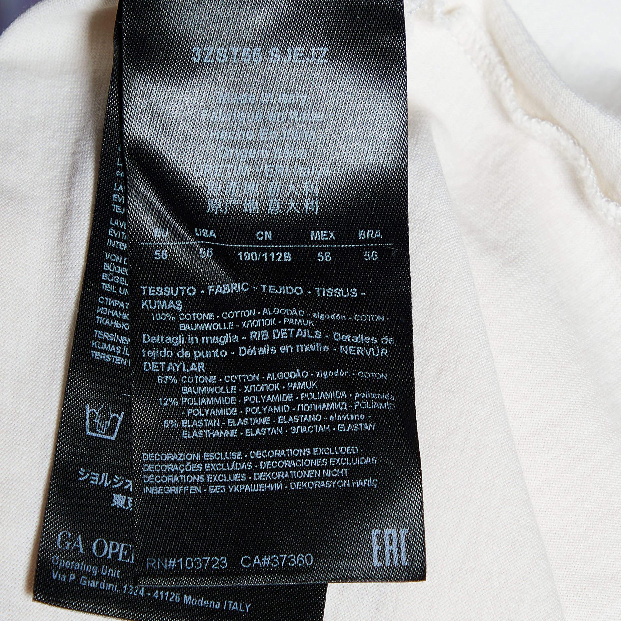 Uomo Giorgio Armani - Maglietta in maglia di cotone stampata color crema 3XL in vendita