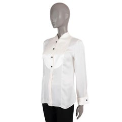 GIORGIO ARMANI cream silk 2018 BIBBED TUXEDO Shirt 40 S
