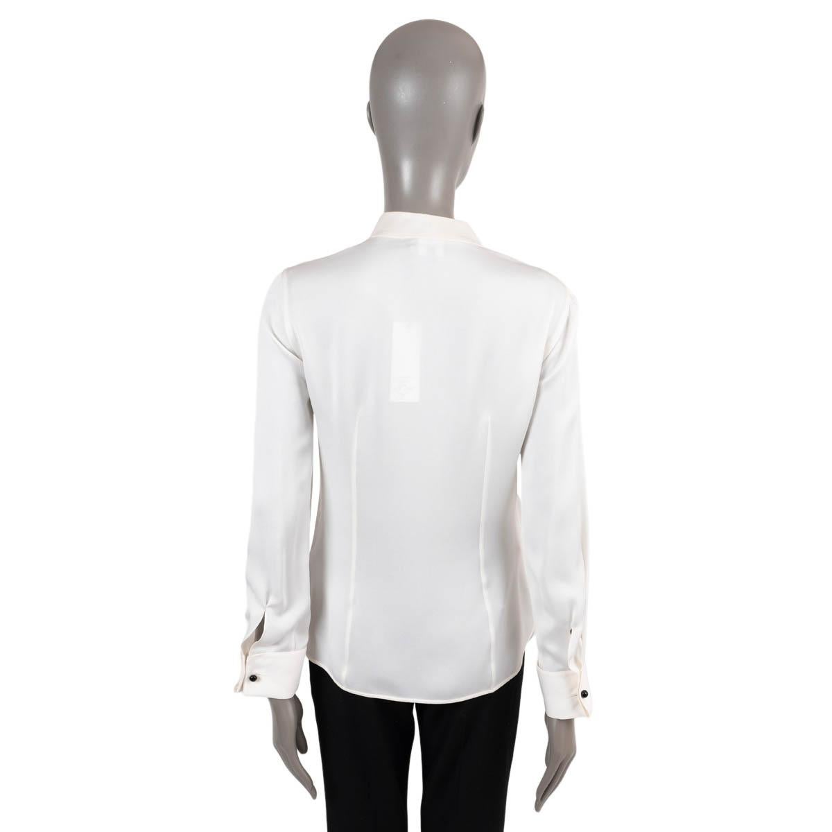 GIORGIO ARMANI cream silk 2018 BIBBED TUXEDO Shirt 40 S In Excellent Condition For Sale In Zürich, CH