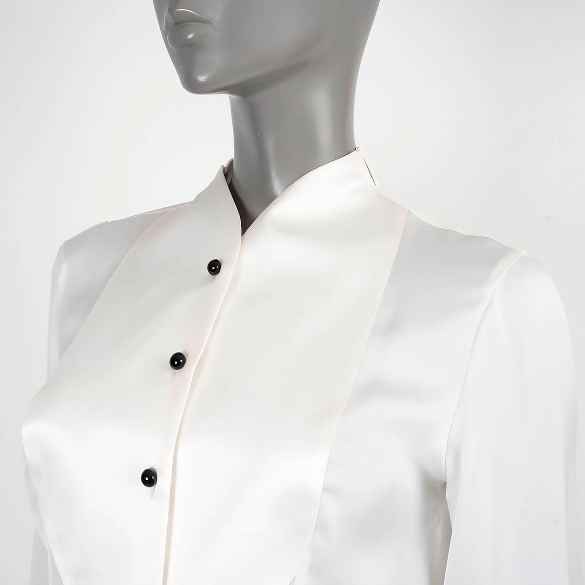 GIORGIO ARMANI cream silk 2018 BIBBED TUXEDO Shirt 40 S For Sale 1